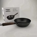 ROYCE Imported Flat-Bottom Wok 28CM High-Purity Iron Uncoated Non-Stick Frying Pan