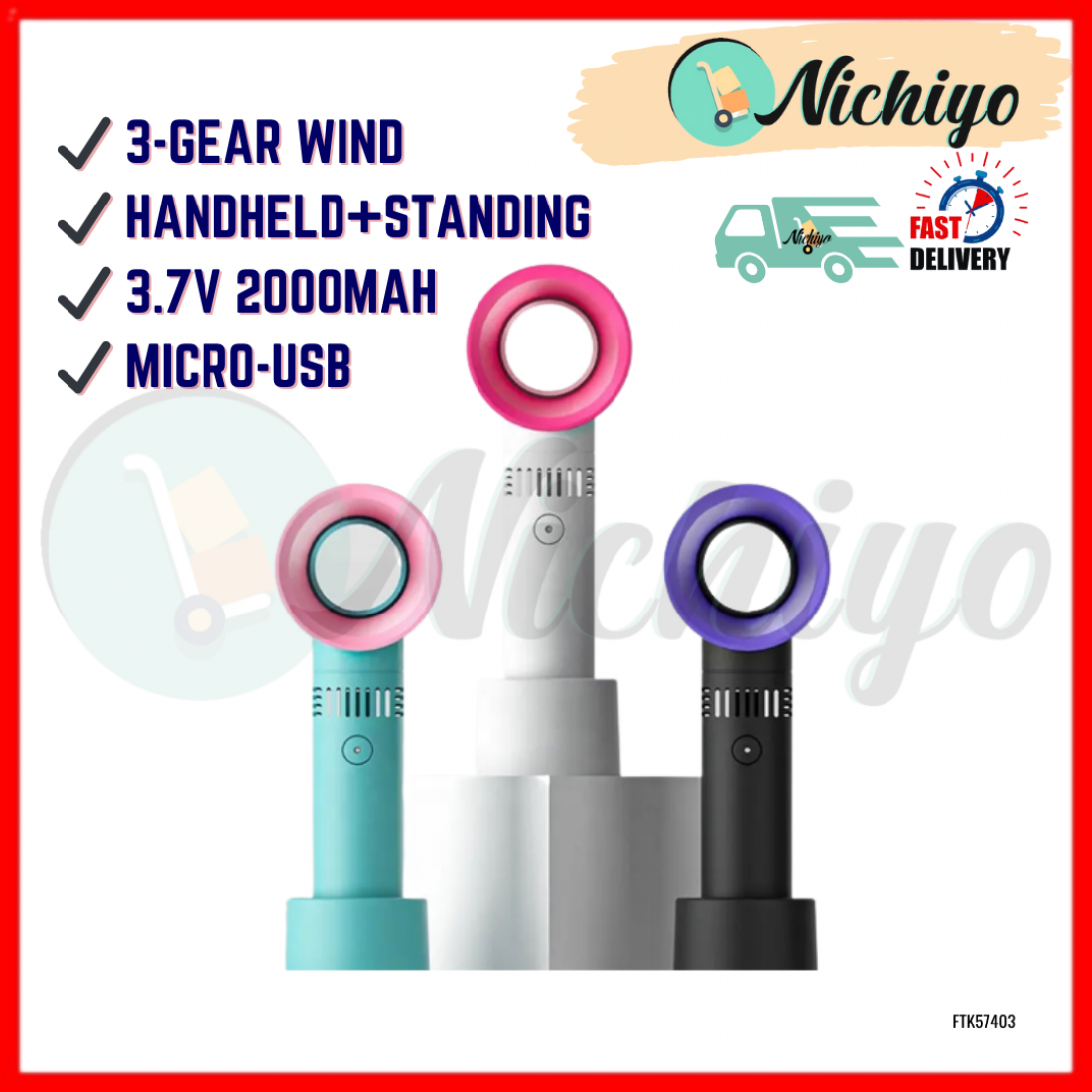 ZERO 9 Advanced Mini Bladeless Fan | Mini Fan Portable Electric Handheld Leafless Fan