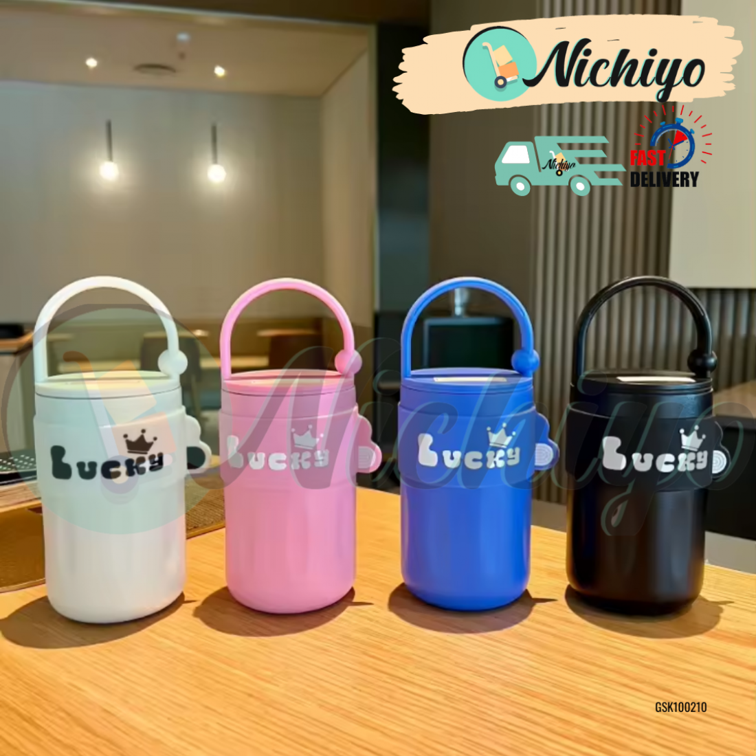 420ml Insulation Cup Simple Thermos Cartoon Portable Coffee Cup Tumbler Water Cup With Handly