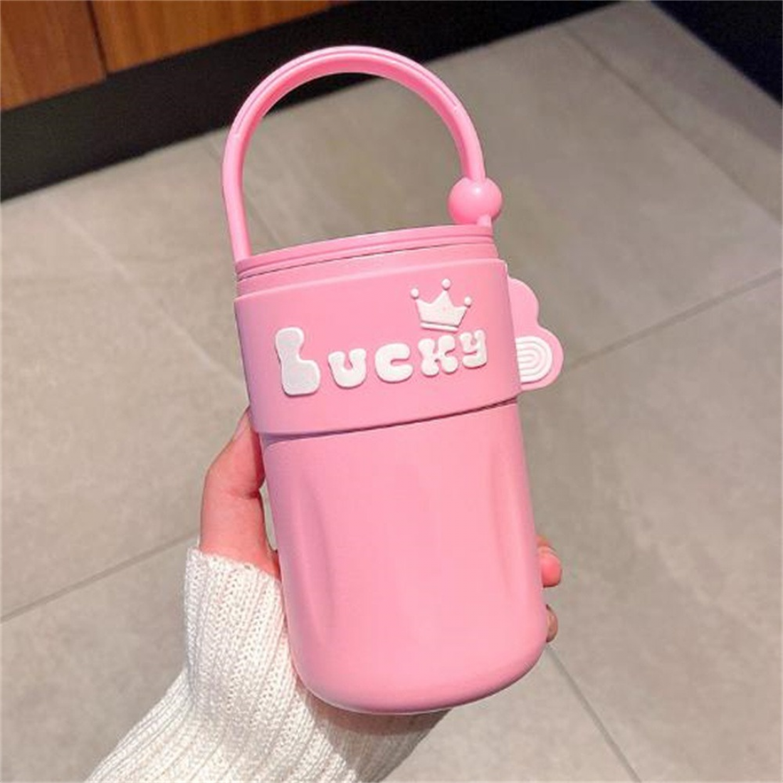 420ml Insulation Cup Simple Thermos Cartoon Portable Coffee Cup Tumbler Water Cup With Handly