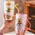 500ml Spongebob Mug Large-Capacity Water Cartoon Cup Cartoon Mug Kids Mug Gift Tumbler