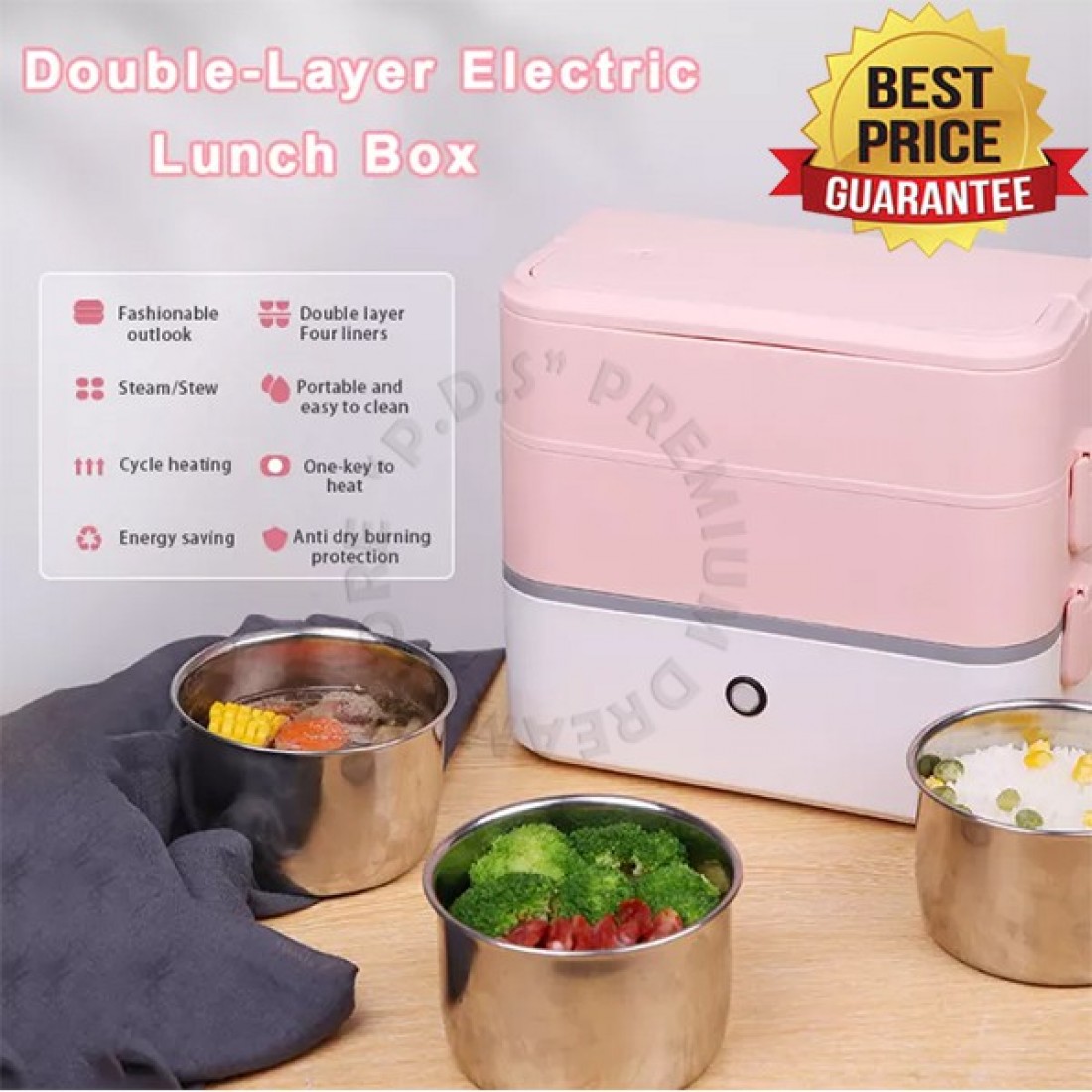 2L WIFER XT - 005 Double Layer Electric Portable Lunch Box | Heating Warm Lunch Box