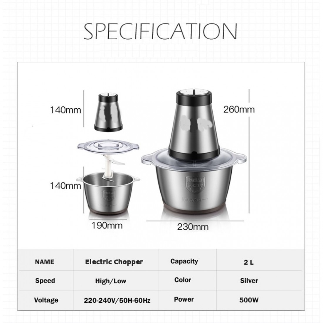 Meat Grinder Machine Food Processor 3L 