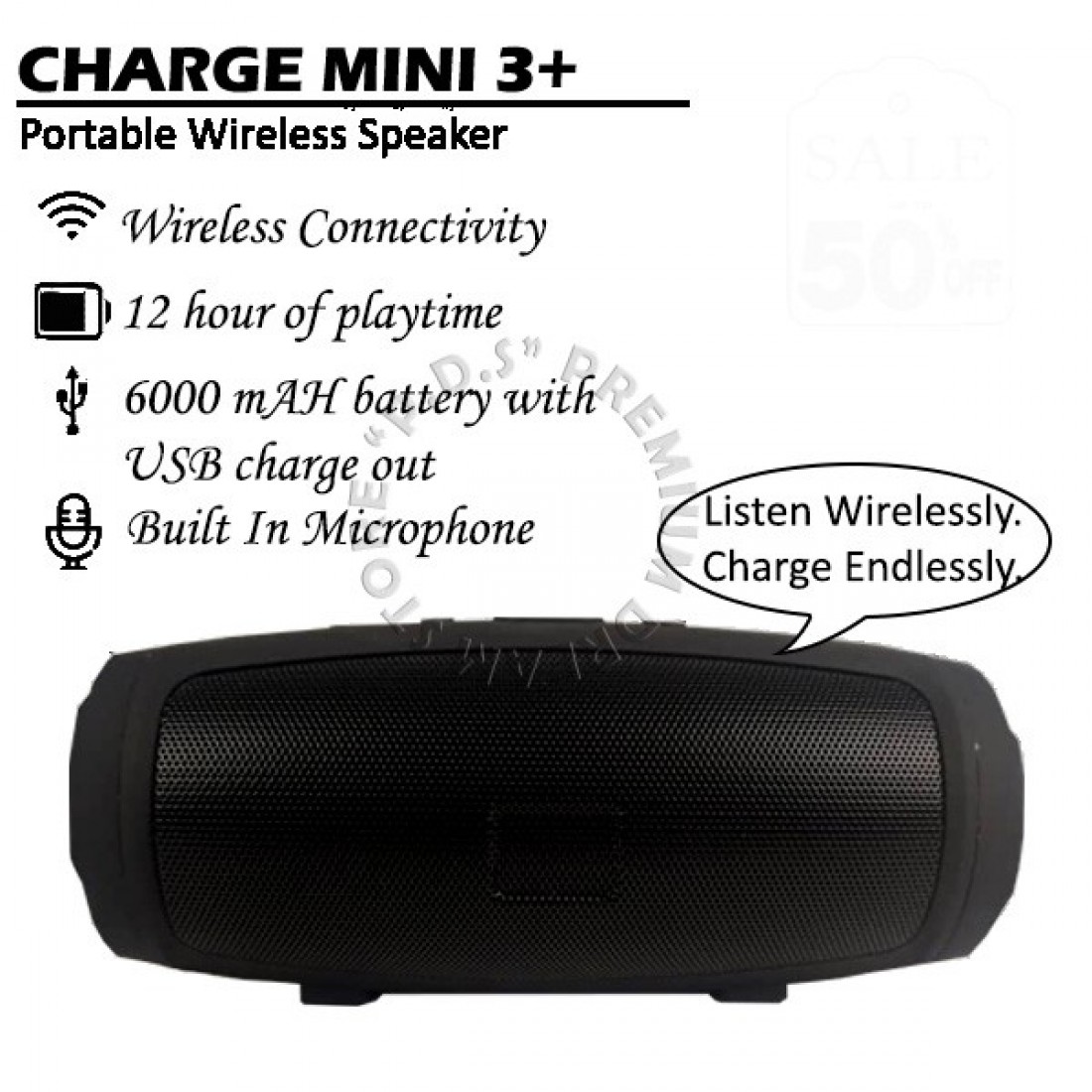 Charge Mini 3+ Bluetooth Speaker With Powerful Bass | Bluetooth | USB-Pendrive | SD Card