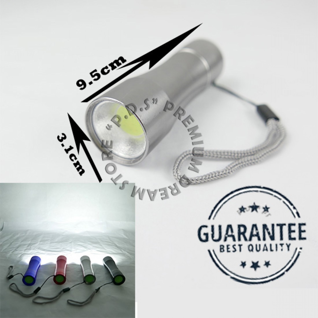 Ready Stock |COB LED Pocket Flash Light Powered By 3 x AAA Battery | Hiking | Camping | Self-Defense