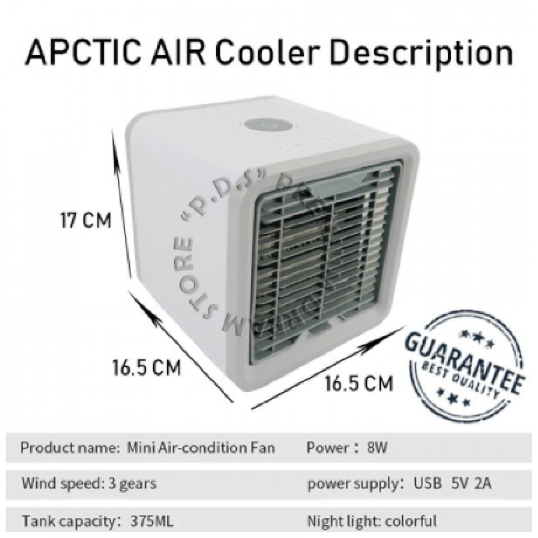 Ready Stock | Apctic 3 in 1 With 7 Color LED Mood Light Mini Air Cooler | Humidifies | Purifies