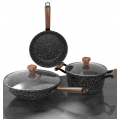 Ready Stock  | 3 Pcs IRON Pots & Pan With Medical Rice Stone Layer For Better Health | Fry | Steam | Braise