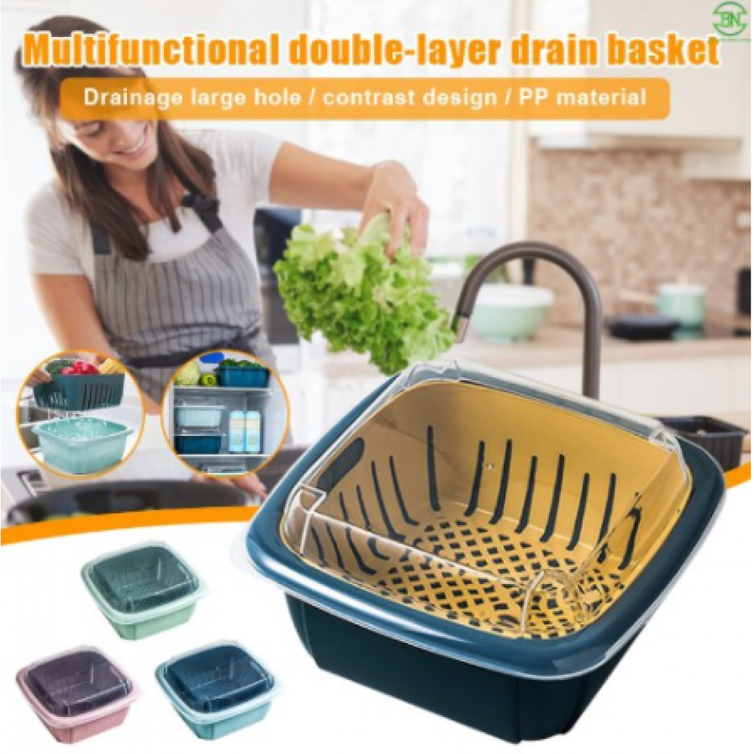 Storage Box Kitchen Refrigerator Household Storage Box Multifunctional Double-layer Drain Fresh-Keeping Box