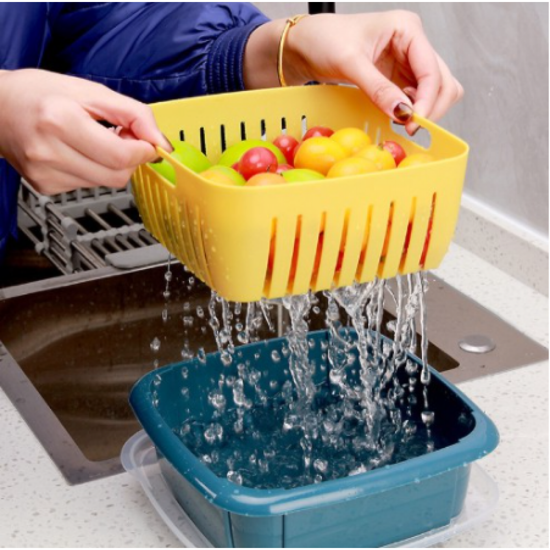 Storage Box Kitchen Refrigerator Household Storage Box Multifunctional Double-layer Drain Fresh-Keeping Box