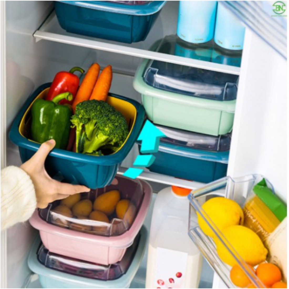 Storage Box Kitchen Refrigerator Household Storage Box Multifunctional Double-layer Drain Fresh-Keeping Box