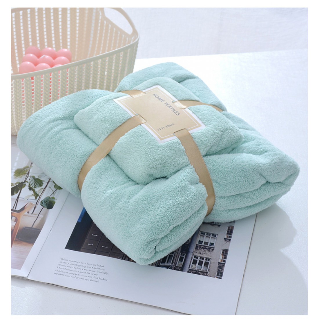 2IN1 Luxury Microfiber Coral Fleece Velvet Towel Set Bath Tower+Face Towel High Density Hight Absorbent