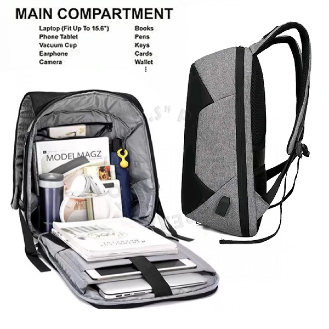 Anti Theft Backpack with USB Charging Port 15.6 Inch Laptop Bag pack Waterproof Casual Unisex Bag