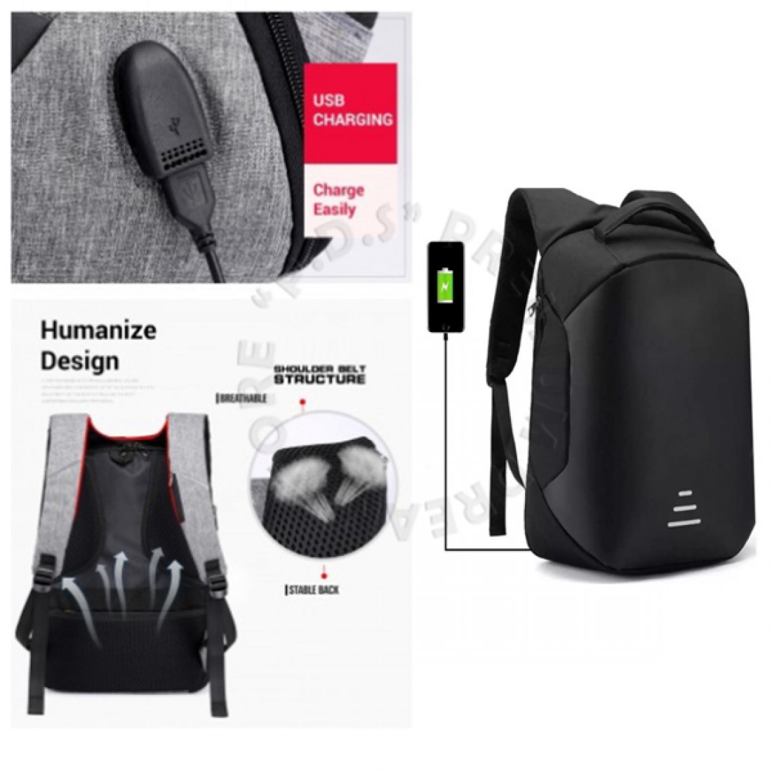 Anti Theft Backpack with USB Charging Port 15.6 Inch Laptop Bag pack Waterproof Casual Unisex Bag