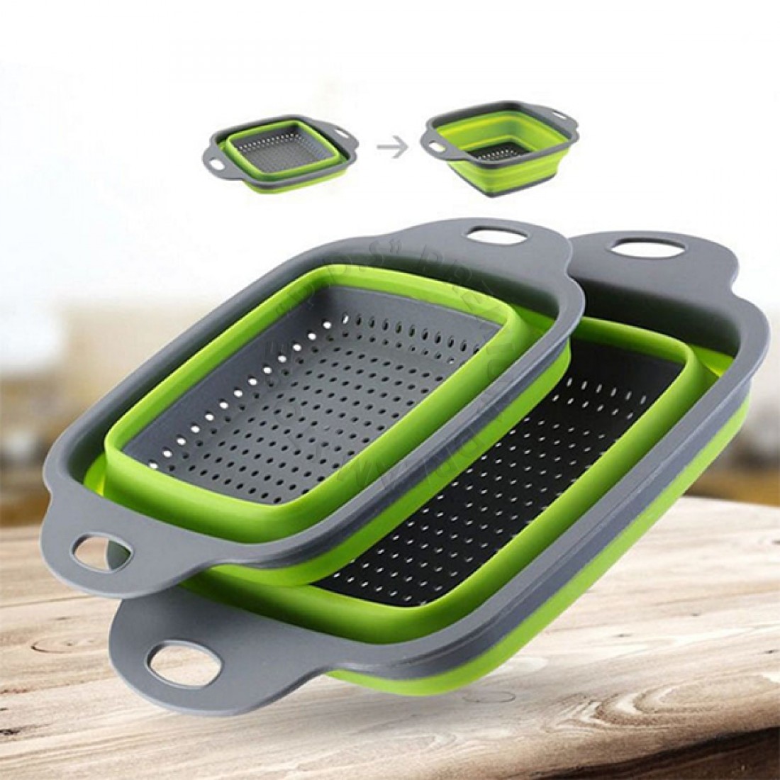 2 In 1 Set Fold-able Colander Strainer Vegetable Drainer Basket | Drain | Strain