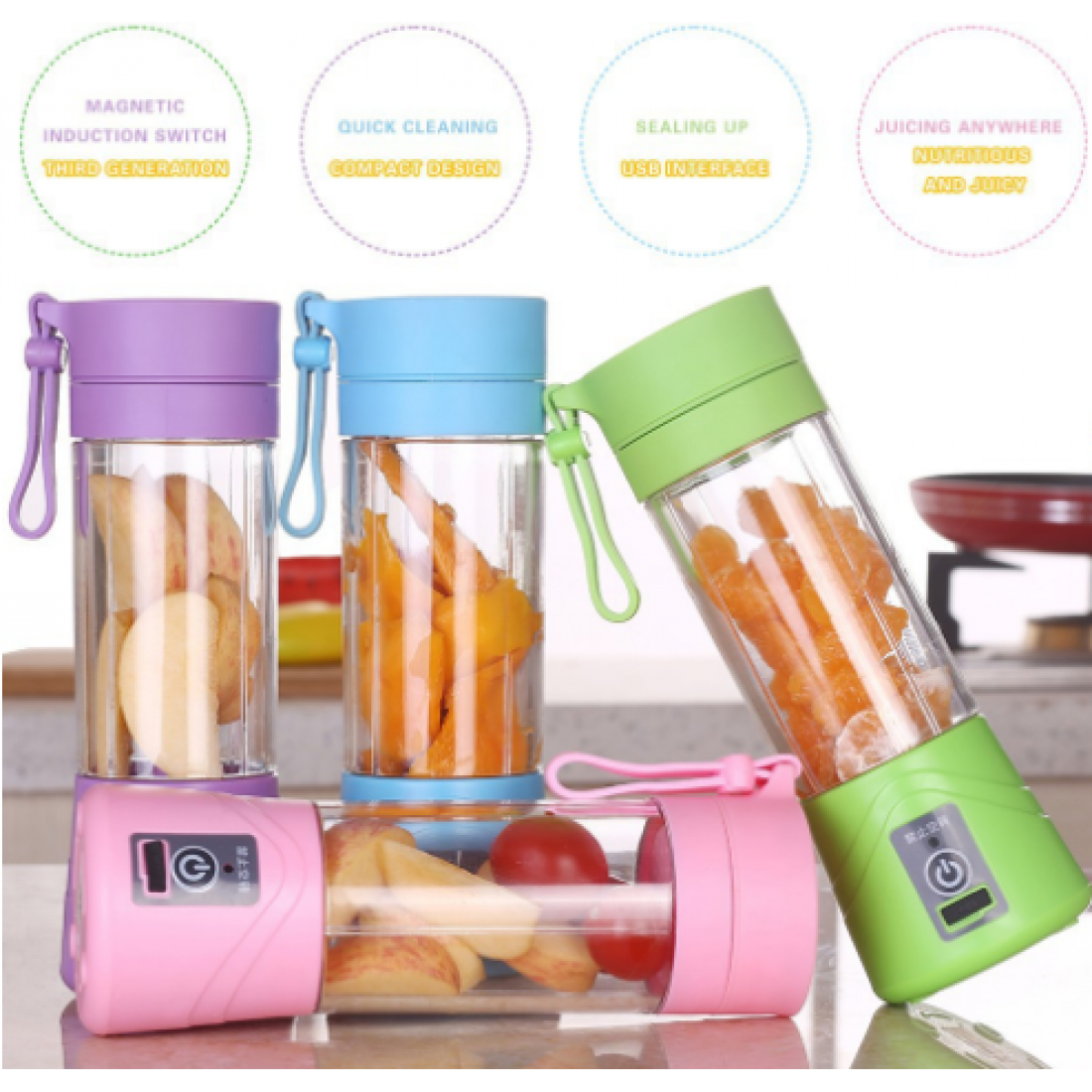 380 ml 4 Blade Mini Portable Bottle Blender | Fruit Juice | Smoothies | Milkshake