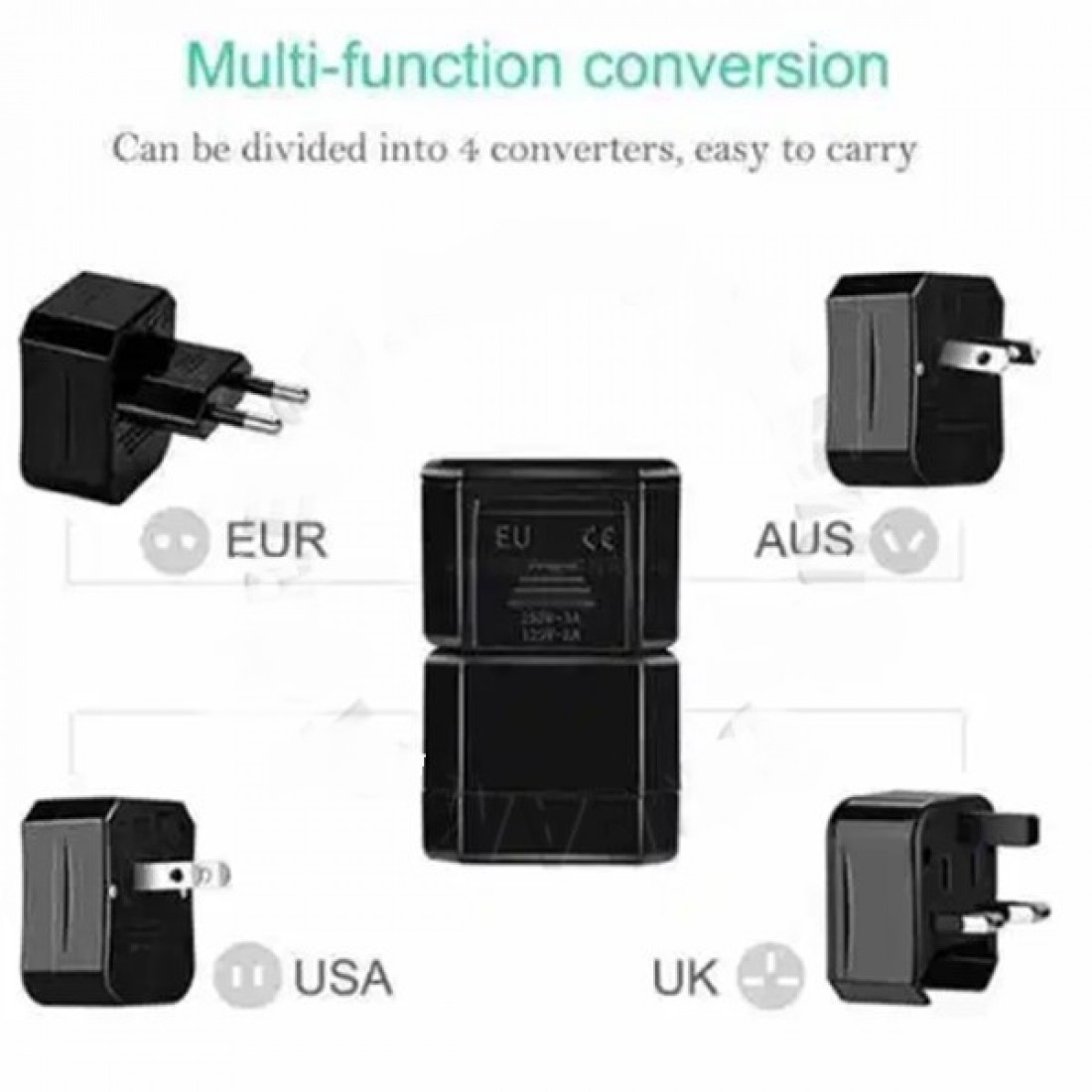 Mini 3 In 1 Universal Adapter Compatible With 150 Countries World Wide | Comes With Storage Box