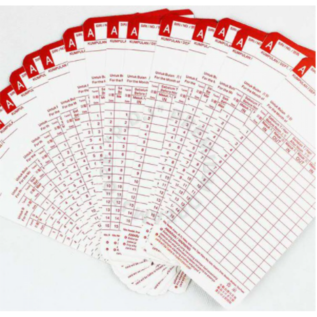 Three Language Punch Cards Time Recorder (Standard) | KAD PERAKAM WAKTU (100pcs/pack)