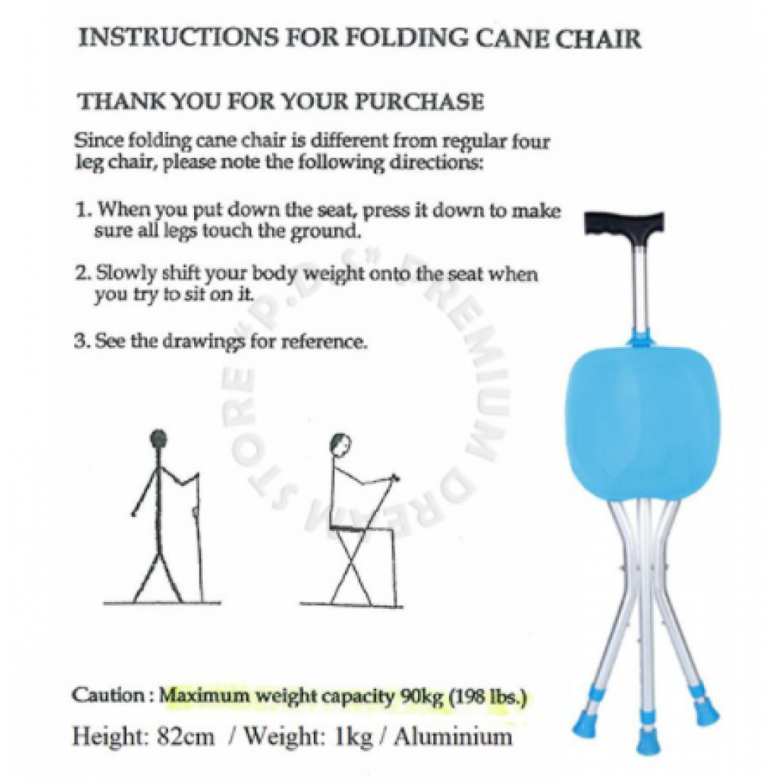 [Ready Stock] | 2 IN 1 Fold-able Cane With Chair For Older Folks To Walk & Rest Anywhere & Anytime | Cane | Chair