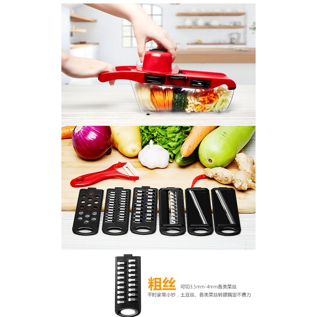 Multifunction Mandoline Slicer 10 In 1 Vegetable Grater Cutter With Stainless Steel Blade Pemotong Sayur