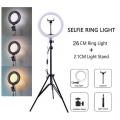 26CM 12w Self-timer Ring Light for Mobile Phone Shooting And Live Streaming Fill Light With 210CM Tripod Phone Holder