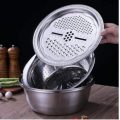 3Pcs/Set 304 Stainless Steel Mixing Bowls Set Vegetable Grater Fruit Cutter Slicer Washing Drain Basin