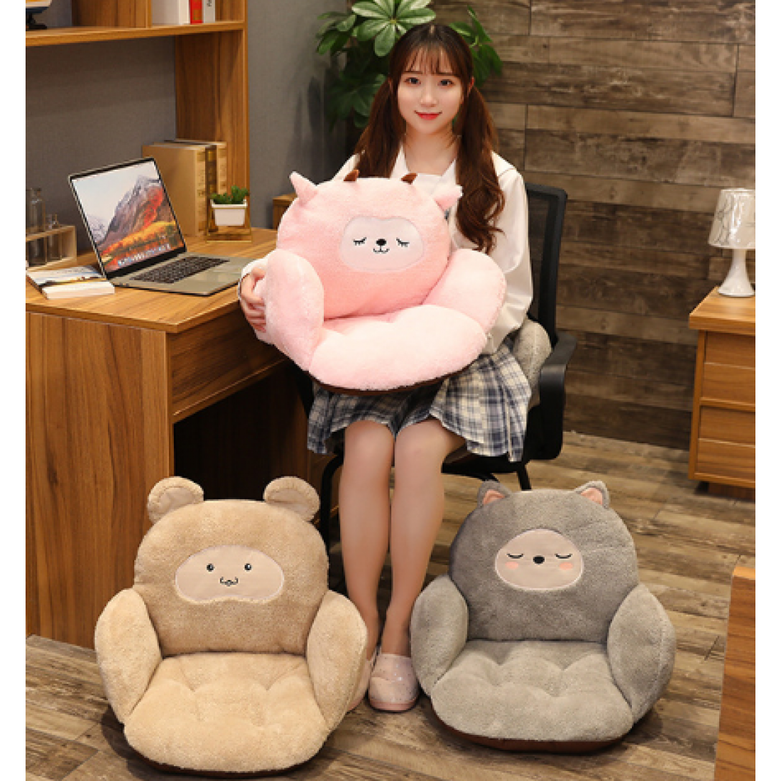 Fluffy Chair Seat Cushion Soft Plush Back Support Office Chair Seat Cushion