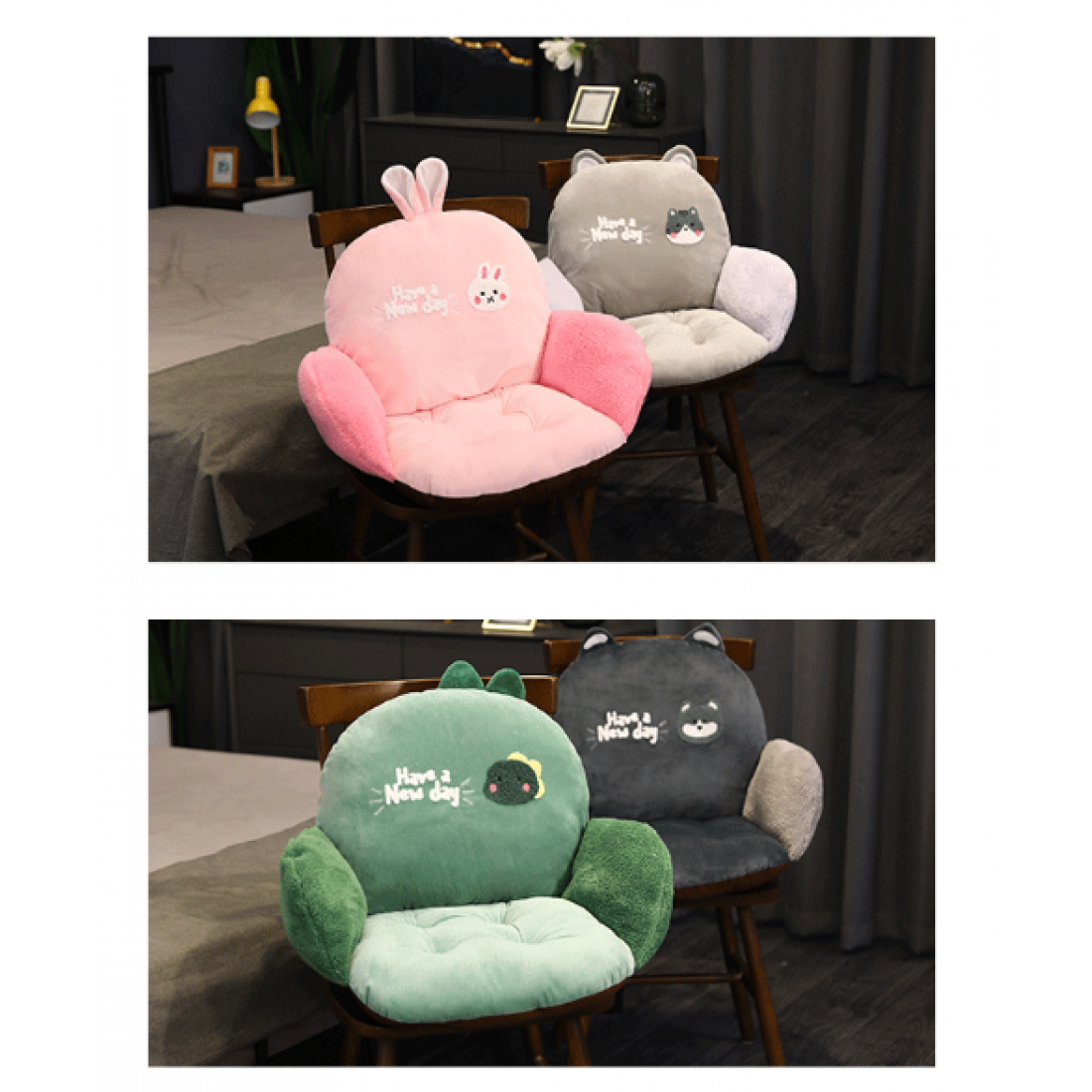 Premium Lumbar Back Support Cushion Office Chair Pillow Plushie Cute Cartoon Sofa Seat Detachable Warm Throw Rug