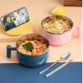 1000ml Lunch Box Large stainless steel bowl of instant noodles to eat rice bowl with lid, household utensils soup bowl r