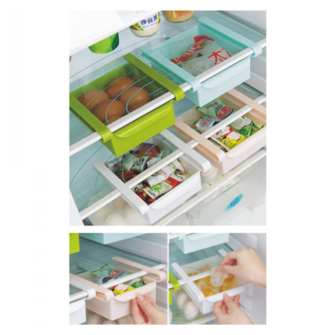 Slide Fridge Freezer Space Saver Organizer Storage Rack Shelf Holder, refrigerator storage