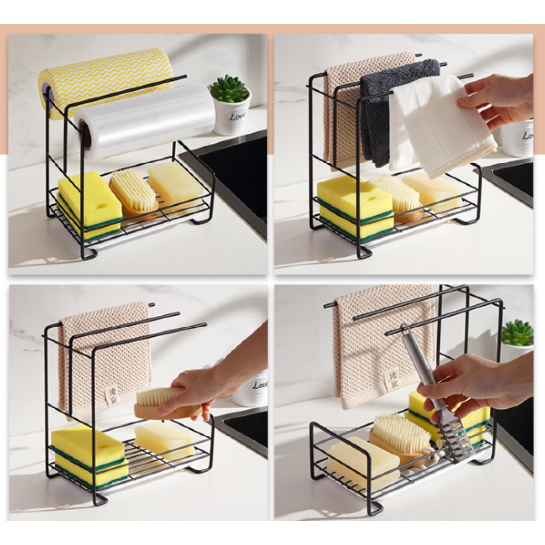 Kitchen Sink Wiping Rack | Hanging Dishwashing Cloth Storage Rack