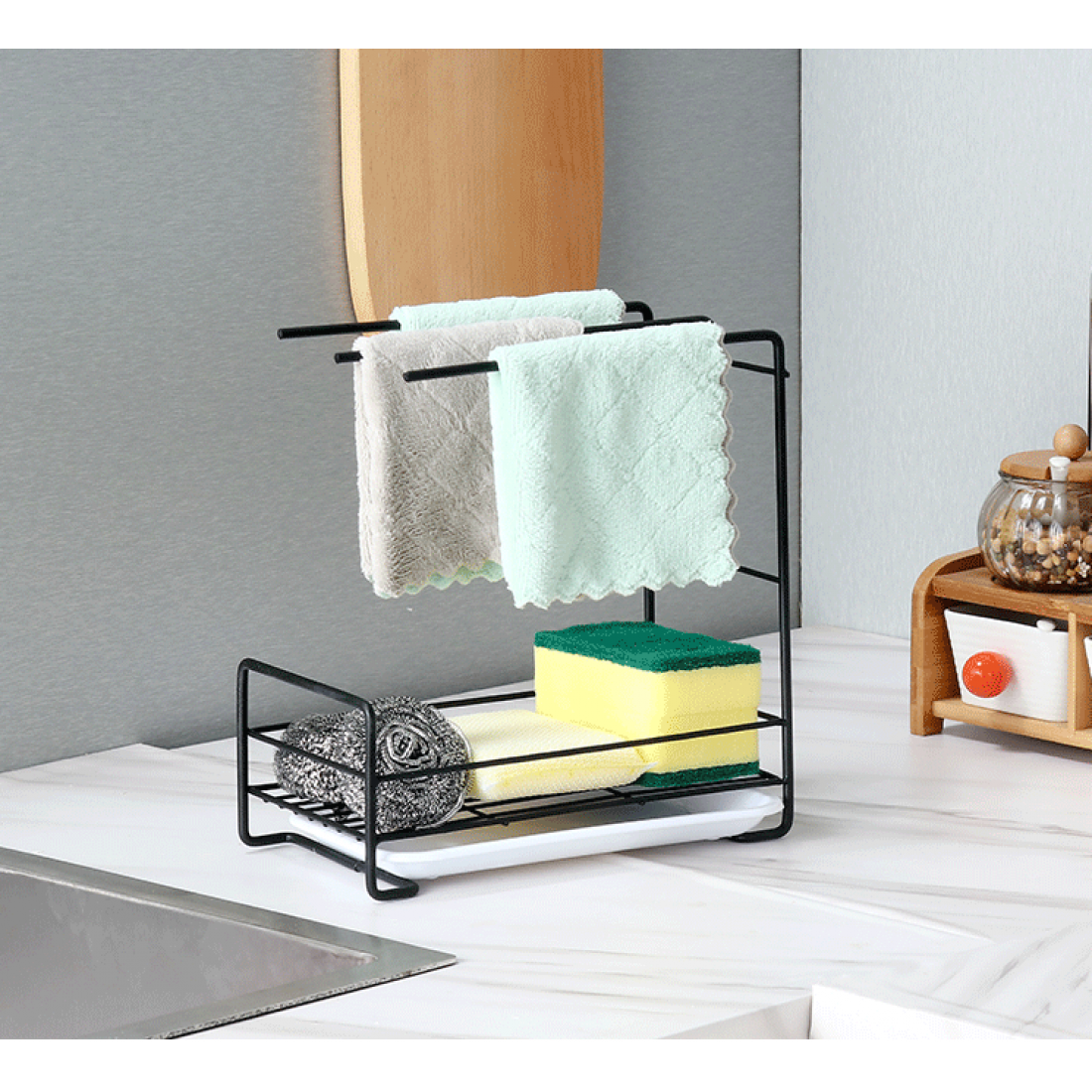 Kitchen Sink Wiping Rack | Hanging Dishwashing Cloth Storage Rack