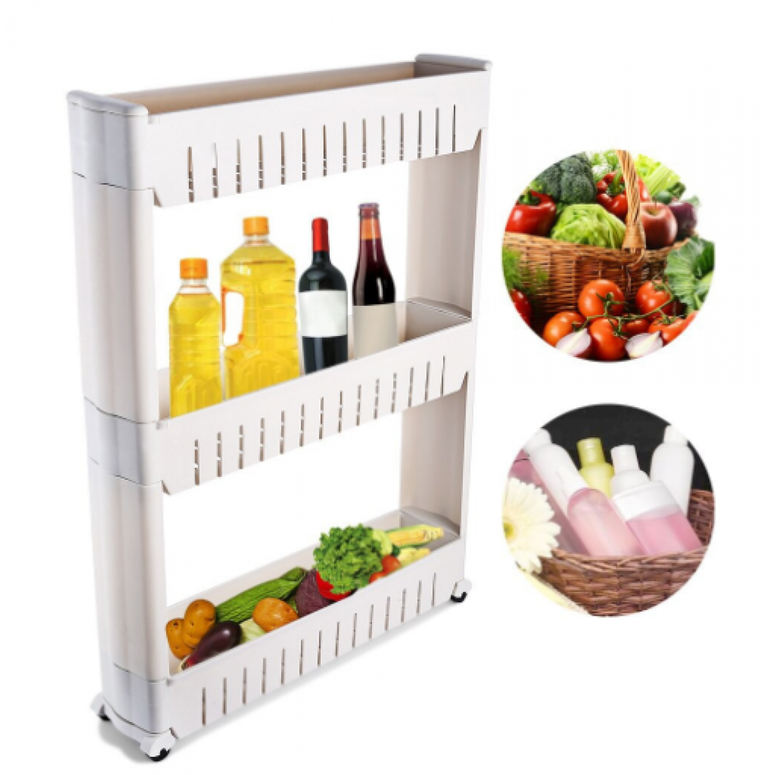 3-Tier Slim Wheel Space Saver Kitchen Rack