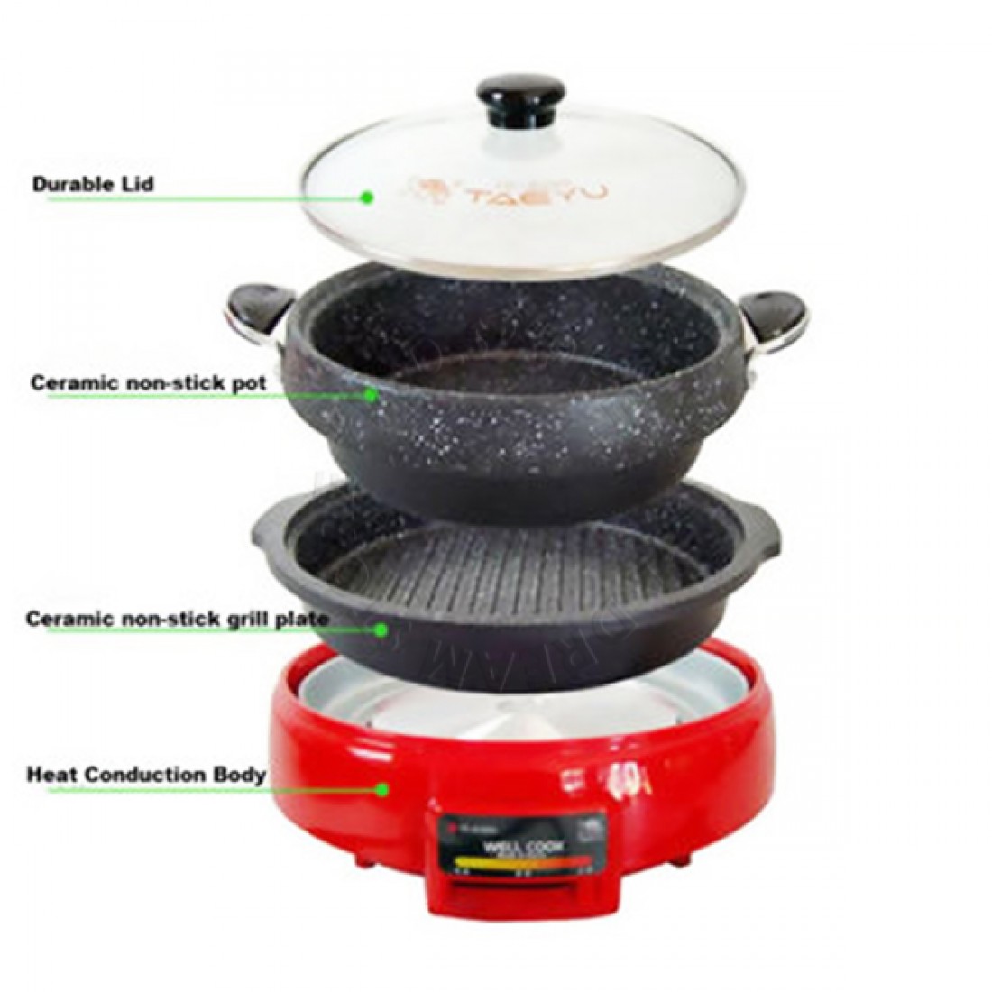  Non Stick Korean Style Electric Steamboat Pot & Grill 