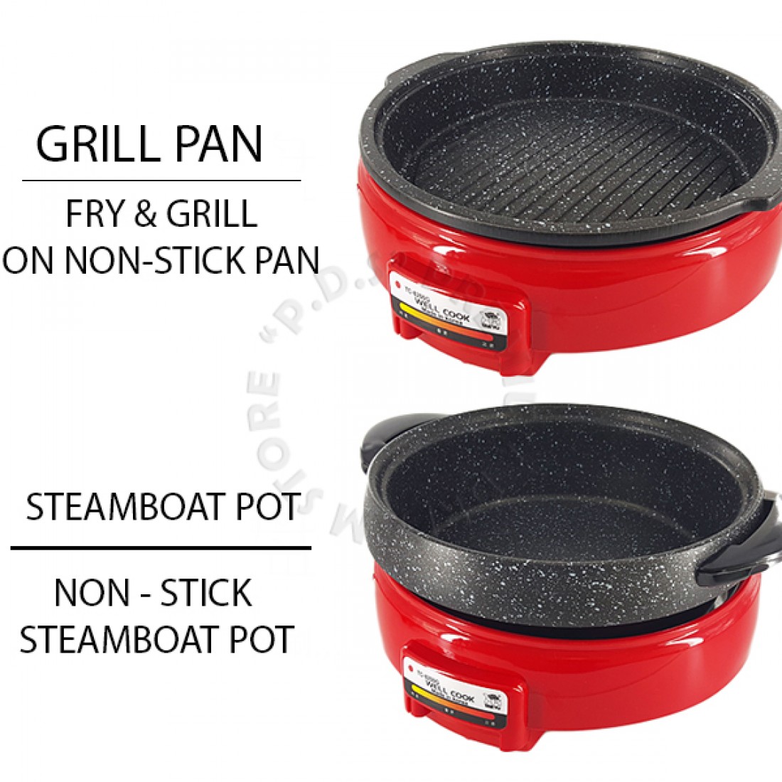  Non Stick Korean Style Electric Steamboat Pot & Grill 