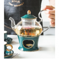 Romantic Household Teaware Coffee Set Heatable Tea Stove Glass Teapot Ceramic Coffee Cup Saucer Spoon Set