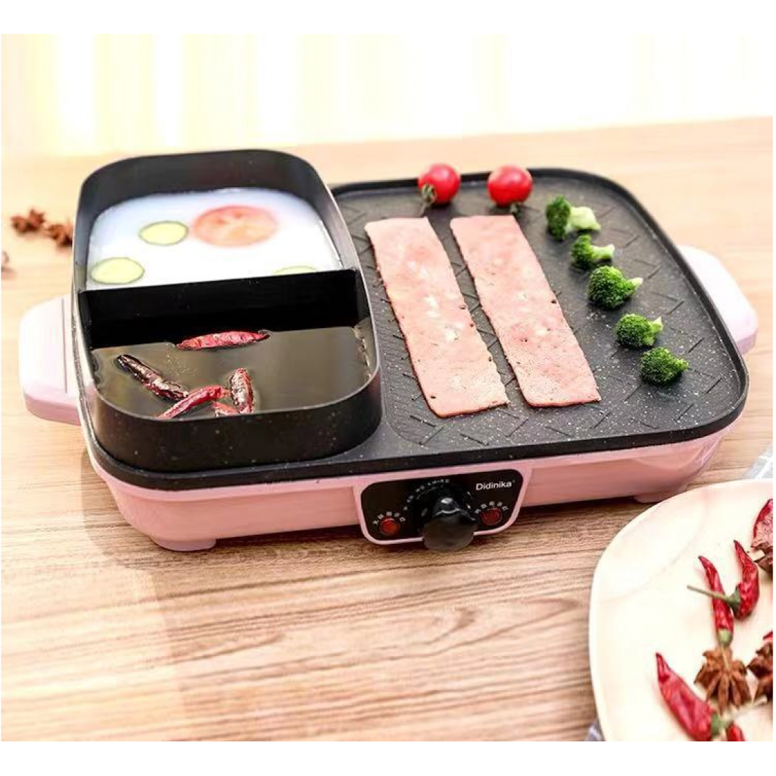 Didinika, Multifunction Electric Dual Steamboat ➕ Grill Pan 