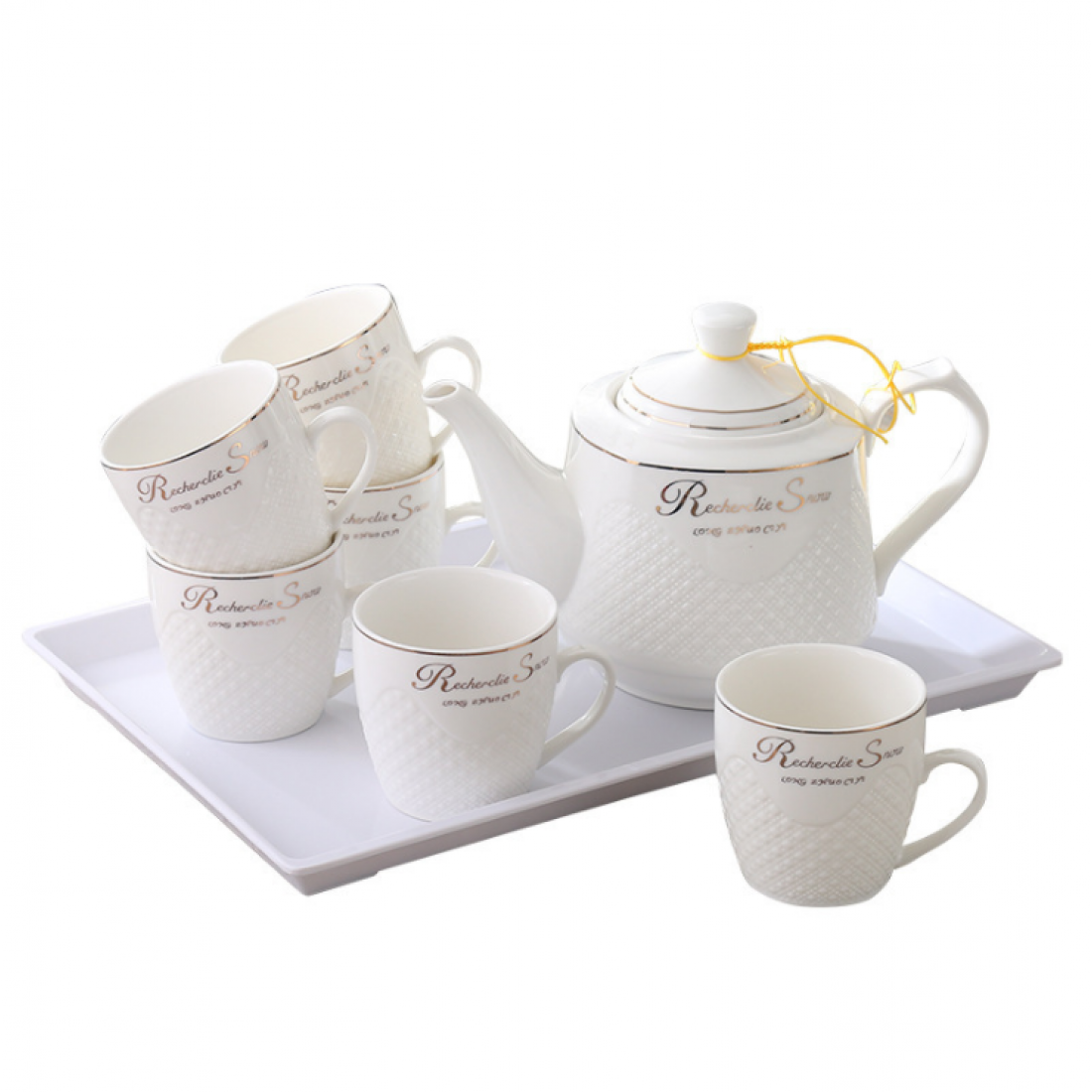 Tea pot with the tray (2pcs set) Ceramic teapot single pot large-capacity high-grade bone china tea