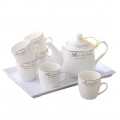 Tea pot with the tray (2pcs set) Ceramic teapot single pot large-capacity high-grade bone china tea