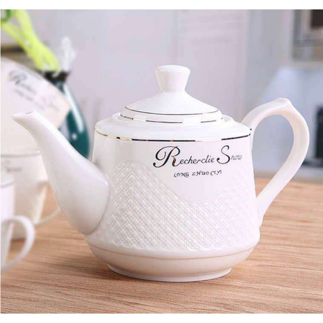 Tea pot with the tray (2pcs set) Ceramic teapot single pot large-capacity high-grade bone china tea