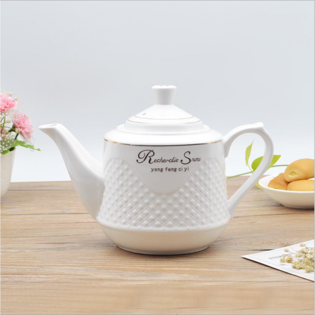 Tea pot with the tray (2pcs set) Ceramic teapot single pot large-capacity high-grade bone china tea