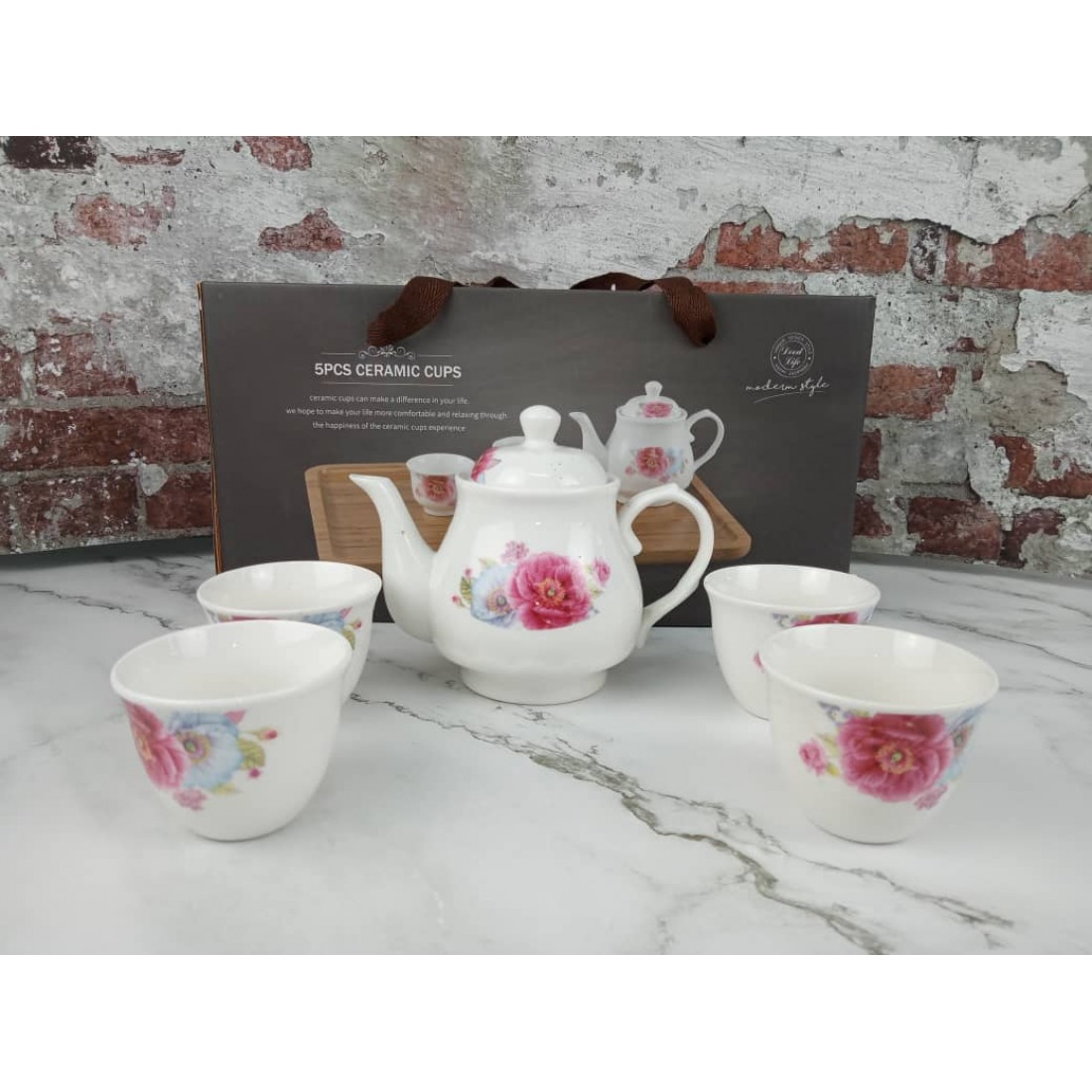 Ceramic Tea Cups Set 5PCS With Modern Style | Cawan