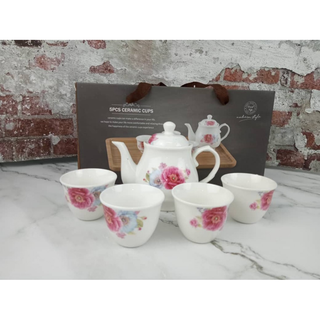 Ceramic Tea Cups Set 5PCS With Modern Style | Cawan