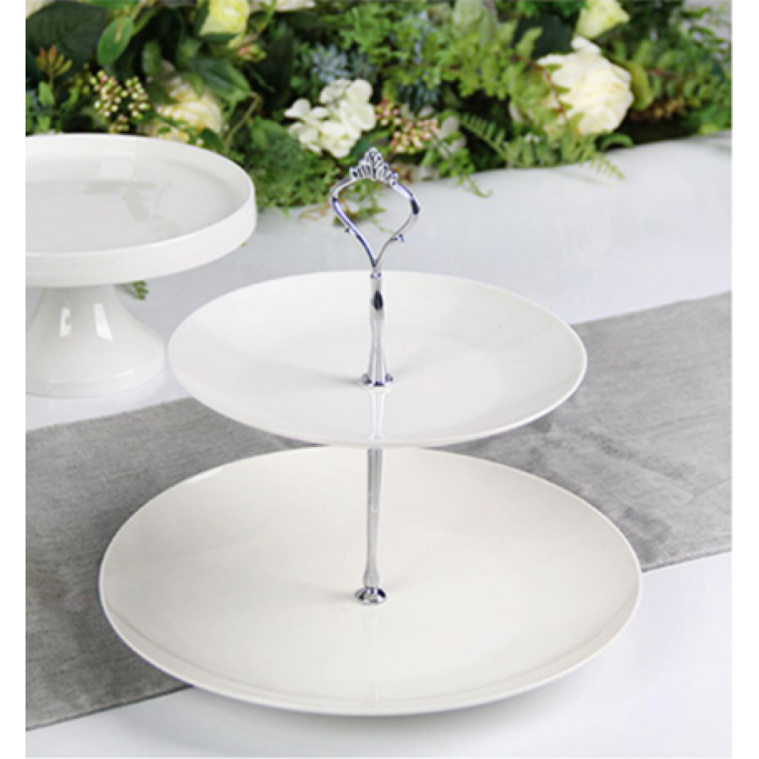 European-Style White Magnesia Ceramic 3 Tier Afternoon Tea / Party Tableware Plate