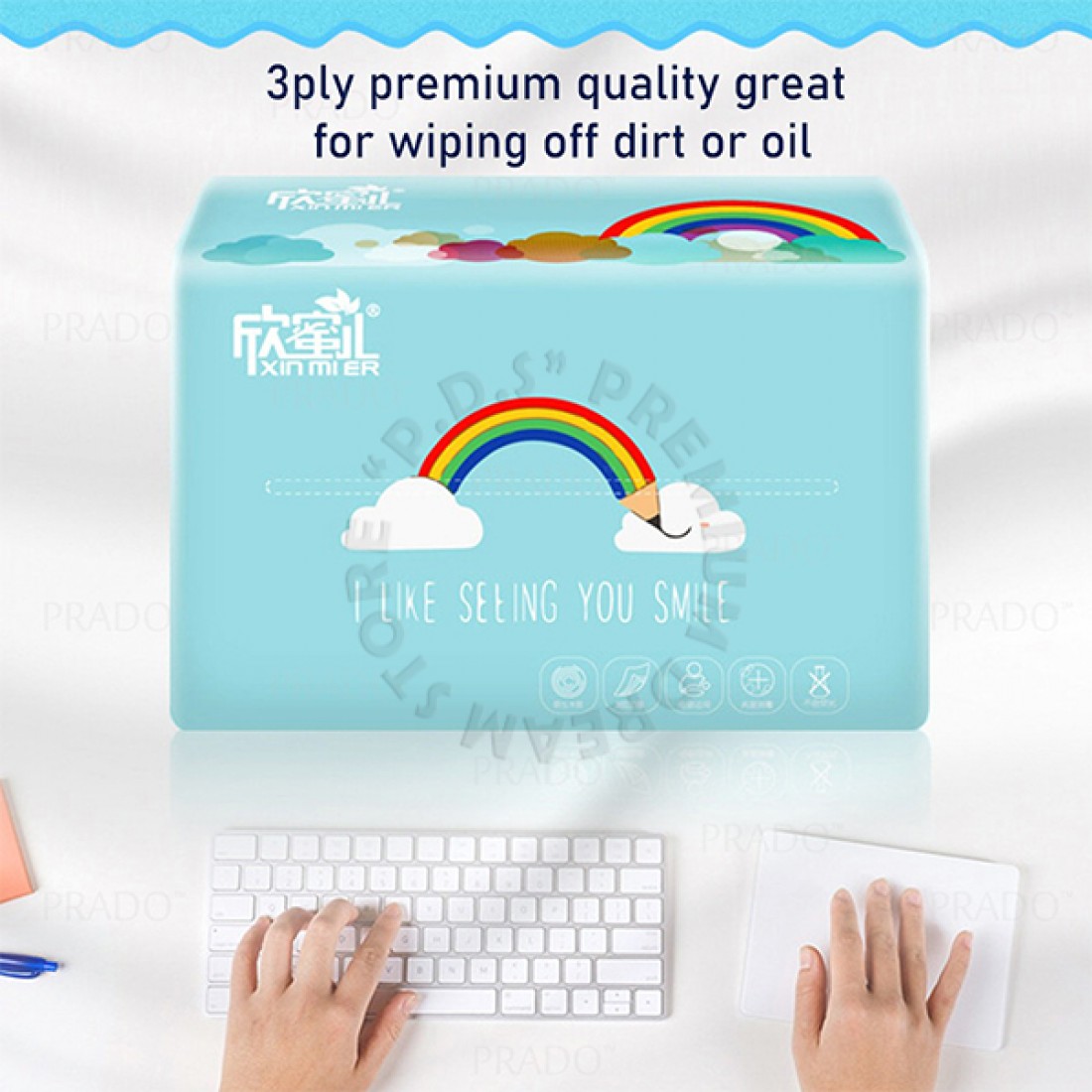 (1 CTN) XIN MI ER Cute Unicorn Native Wood Pulp 3 Ply x 100 Pcs Facial Tissue | 30 Pack /  Box