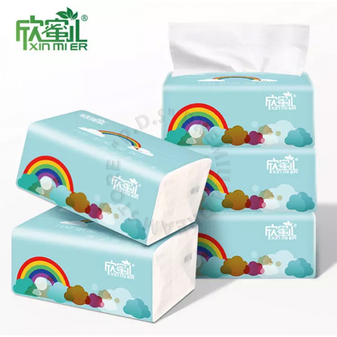 (1 CTN) XIN MI ER Cute Unicorn Native Wood Pulp 3 Ply x 100 Pcs Facial Tissue | 30 Pack /  Box