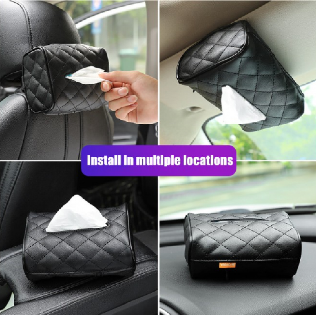 Car Tissue Box Car Hanging Tissue Box Car Supplies Creative Tissue Box Leather Tissue Bag