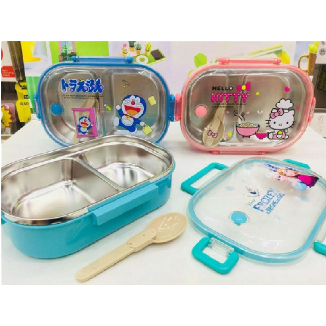 Lunch Box Stainless Steel Kids Lunch Boxes Cartoon Lunch Box Kitchen Tableware READY STOCK