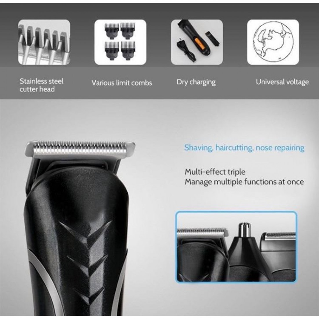 Kemei KM-1407 Rechargeable Hair Clipper Hair Cutting Electric Shaver Hair Trimmer Tools Set 5.0