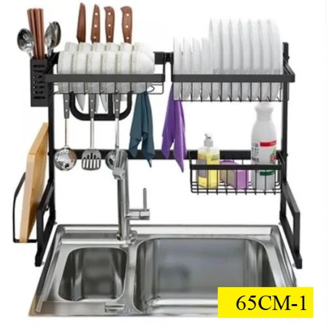 Kitchen Stainless Steel Sink Dish Rack Dish Drainer Rak Pinggan Rak Dapur Storage Rack With Accessories