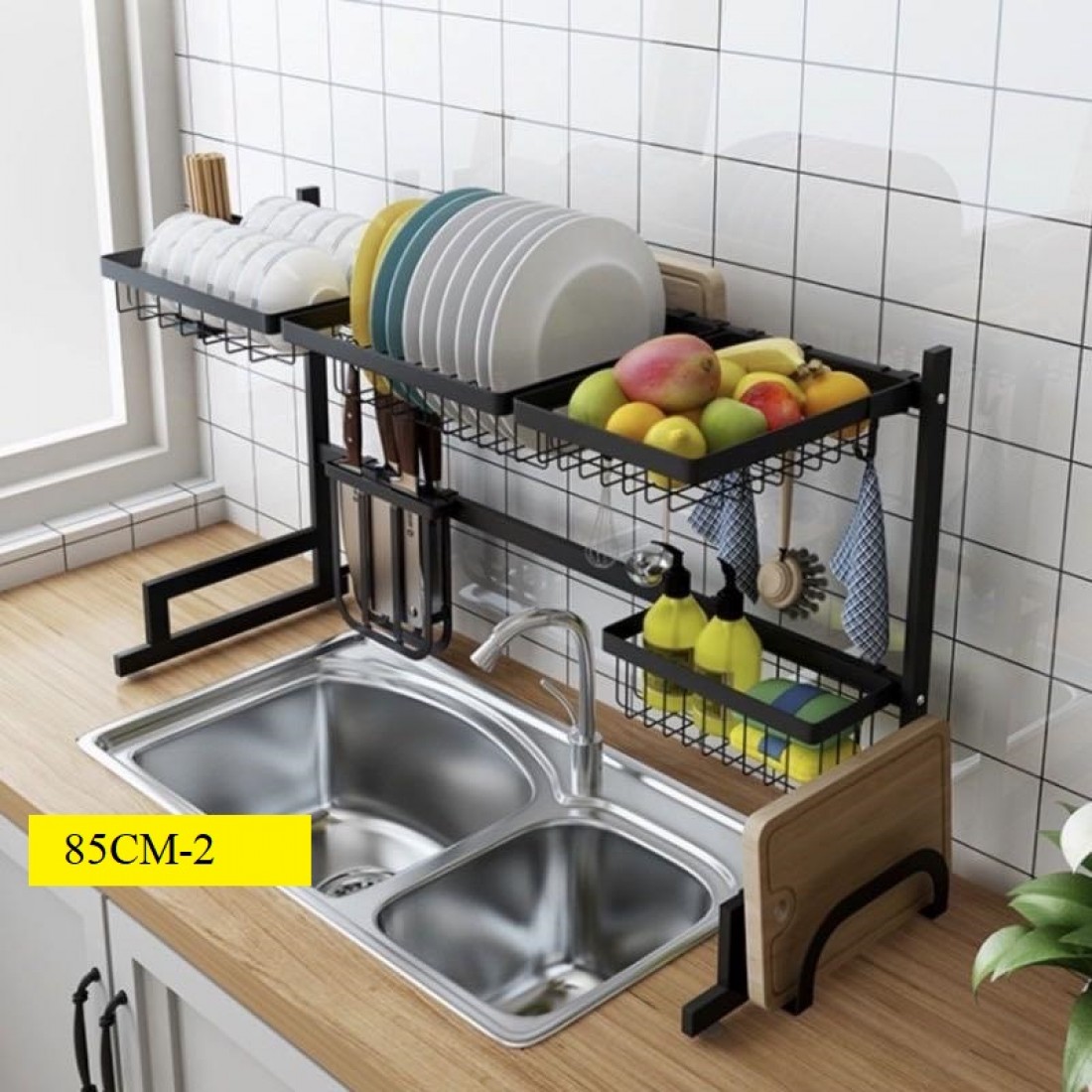 Kitchen Stainless Steel Sink Dish Rack Dish Drainer Rak Pinggan Rak Dapur Storage Rack With Accessories